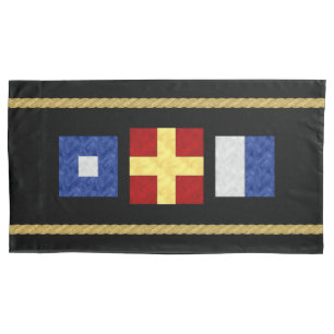 Monogramm der Seesignalflagge für Wasserfarben Kissenbezug