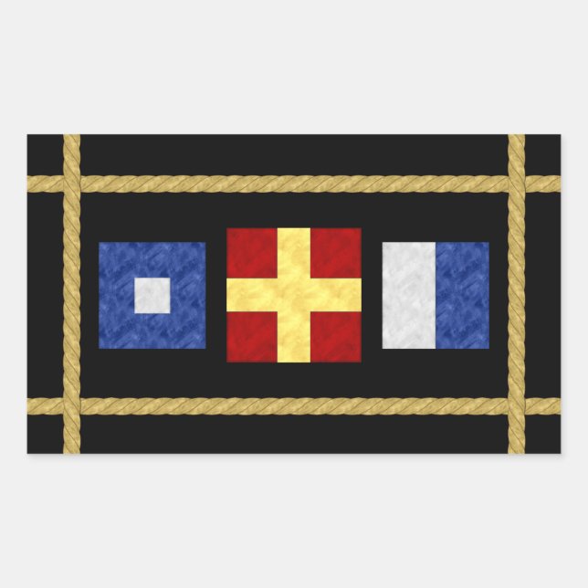 Monogramm der Seesignalflagge für Wasserfarben Rechteckiger Aufkleber (Vorderseite)