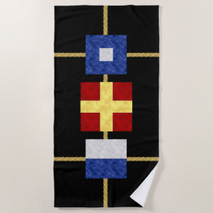Monogramm der Seesignalflagge für Wasserfarben Strandtuch