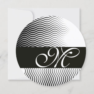 MONOGRAMM DER STILWELLEN, Schwarz-weiß Einladung