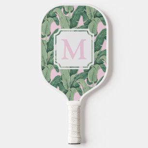 Monogramm der tropischen Bananen-Blätter Streife Pickleball Schläger