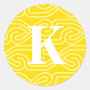 Monogramm der verzierten Knüpfarbeit - Buchstabe K Runder Aufkleber