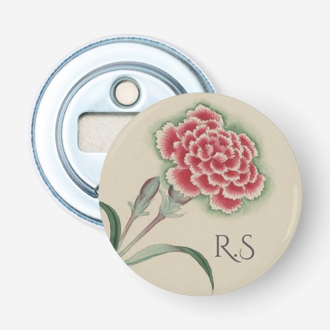 Monogramm der Vintagen Aquarellfarben-Blume Flaschenöffner (Vorderseite)