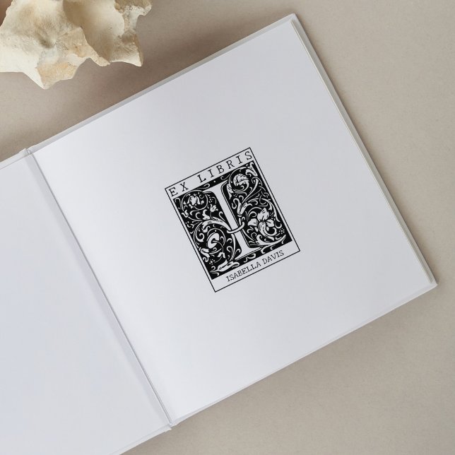 Monogramm der Vintagen Blume Briefbuch Ex Libris Gummistempel (Von Creator hochgeladen)