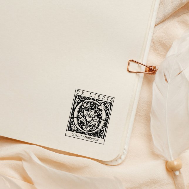 Monogramm der Vintagen Blume Briefbuch Ex Libris Gummistempel (Von Creator hochgeladen)