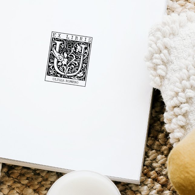 Monogramm der Vintagen Blume Briefbuch Ex Libris Gummistempel (Von Creator hochgeladen)