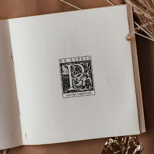 Monogramm der Vintagen Blume Briefbuch Ex Libris Gummistempel