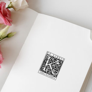 Monogramm der Vintagen Blume Briefbuch Ex Libris Gummistempel
