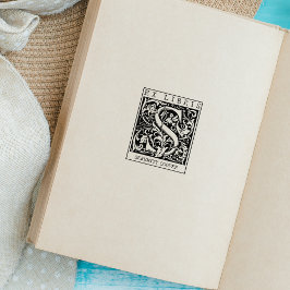 Monogramm der Vintagen Blume Briefbuch Ex Libris Gummistempel