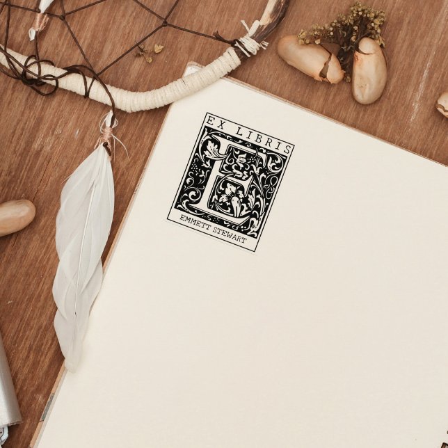 Monogramm der Vintagen Blume Briefbuch Ex Libris Gummistempel (Von Creator hochgeladen)