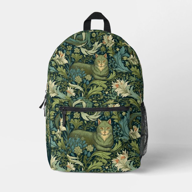 Monogramm der Vintagen Blume und Katzen Bedruckter Rucksack (Vorderseite)