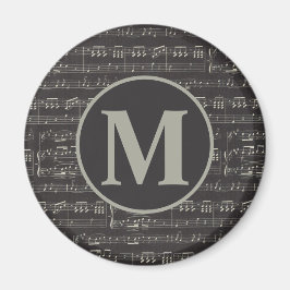 Monogramm der Vintagen Schwarzen Musiknote Magnet