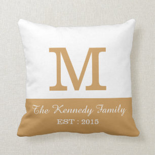 Monogramm der weißen FarbeBlock-Reversible Familie Kissen