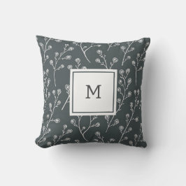 Monogramm der weißen Wilden Blume Kissen