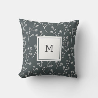 Monogramm der weißen Wilden Blume Kissen