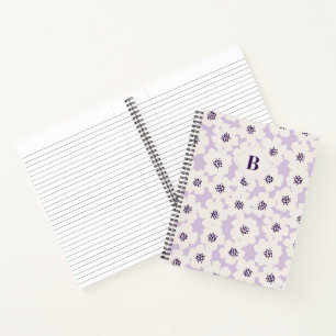 Monogramm des abstrakten Blockfloral-Lavendels Notizbuch