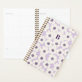 Monogramm des abstrakten Blockfloral-Lavendels Planer