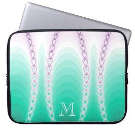 Monogramm des abstrakten Lila grünen Fraktals Laptopschutzhülle