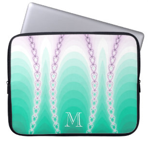 Monogramm des abstrakten Lila grünen Fraktals Laptopschutzhülle
