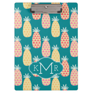Monogramm des Ananas-Gekritzel-Muster- Klemmbrett