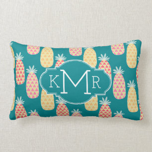 Monogramm des Ananas-Gekritzel-Muster-  Lendenkissen