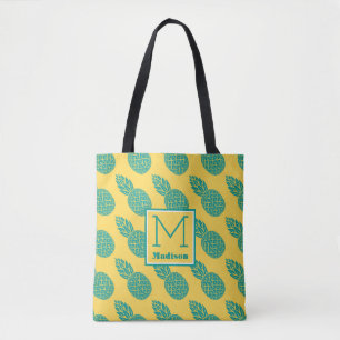 Monogramm des Ananas-Muster- Tasche