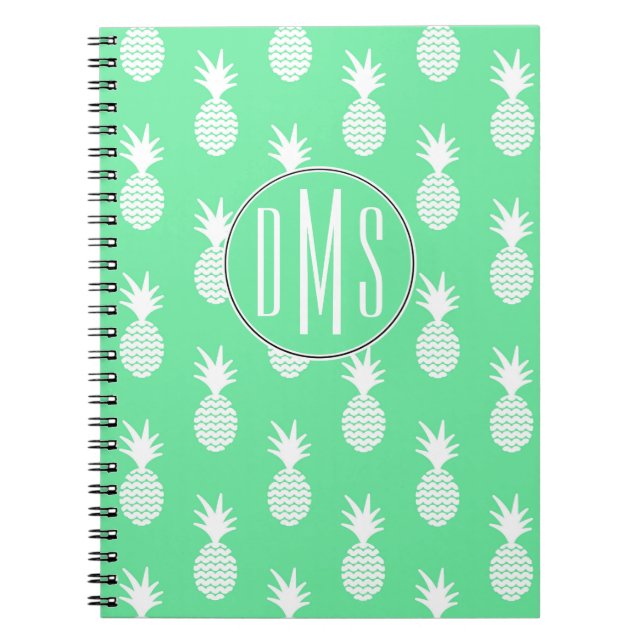 Monogramm des Ananas-tadelloses Muster-| Notizblock (Vorderseite)