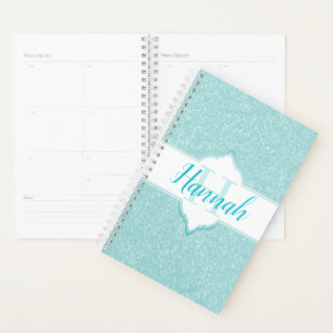 Monogramm des aquamarinen Glitzer Planer