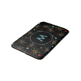 Monogramm des atomaren Retrodots im Weltraumalter Badematte