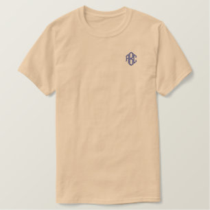 Monogramm des bestickten Kieselsteinen-Shirts Besticktes T-Shirt
