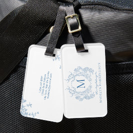 Monogramm des blauen blauen Wappen Gepäckanhänger