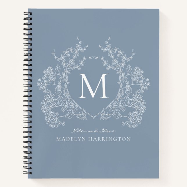 Monogramm des blauen blauen Wappen Notizbuch (Vorderseite)