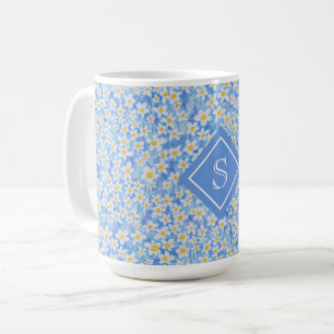 Monogramm des blauen Daisy-Muster Kaffeetasse