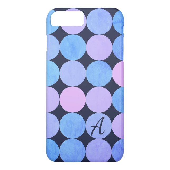 Monogramm des blauen Lila und rosa Kreises Case-Mate iPhone Hülle (Rückseite)