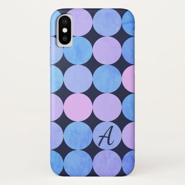 Monogramm des blauen Lila und rosa Kreises Case-Mate iPhone Hülle (Rückseite)