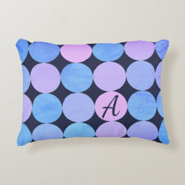 Monogramm des blauen Lila und rosa Kreises Dekokissen