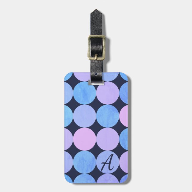 Monogramm des blauen Lila und rosa Kreises Gepäckanhänger (Vorderseite vertikal)