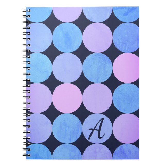 Monogramm des blauen Lila und rosa Kreises Notizblock (Vorderseite)