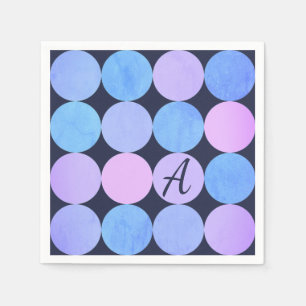 Monogramm des blauen Lila und rosa Kreises Serviette