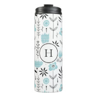 Monogramm des blauen skandinavischen Blumenmusters