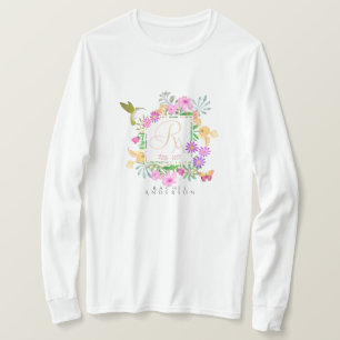 Monogramm des Blumengartens T-Shirt