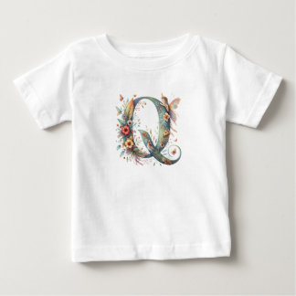 Monogramm des Blumenkohles Q Baby T-shirt