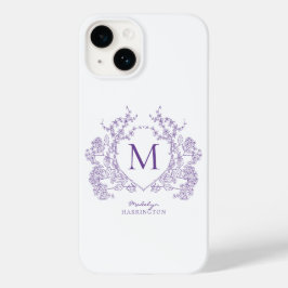 Monogramm des botanischen Violett-Wappen Case-Mate iPhone 14 Hülle