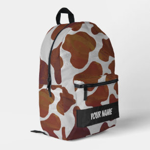 Monogramm des braunen und weißen Kuhmusters Bedruckter Rucksack