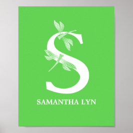 Monogramm des Buchstabens S Dragonfly Art Poster