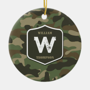 Monogramm des Camouflage Green Camouflage Arms Keramik Ornament