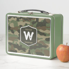 Monogramm des Camouflage Green Camouflage Arms Metall Brotdose