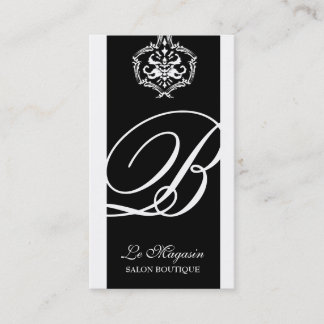 Monogramm des Damast-311-Dahlia Schwarz-weiß Visitenkarte