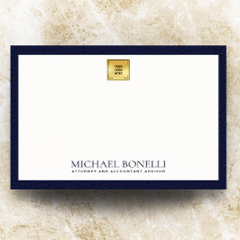 Monogramm des eleganten Blue Leather Gold Logos fü Mitteilungskarte