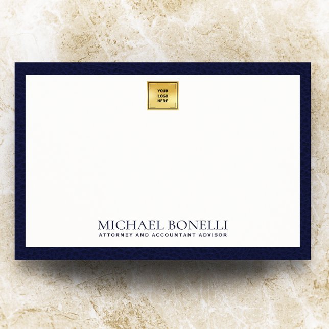 Monogramm des eleganten Blue Leather Gold Logos fü Mitteilungskarte (Von Creator hochgeladen)